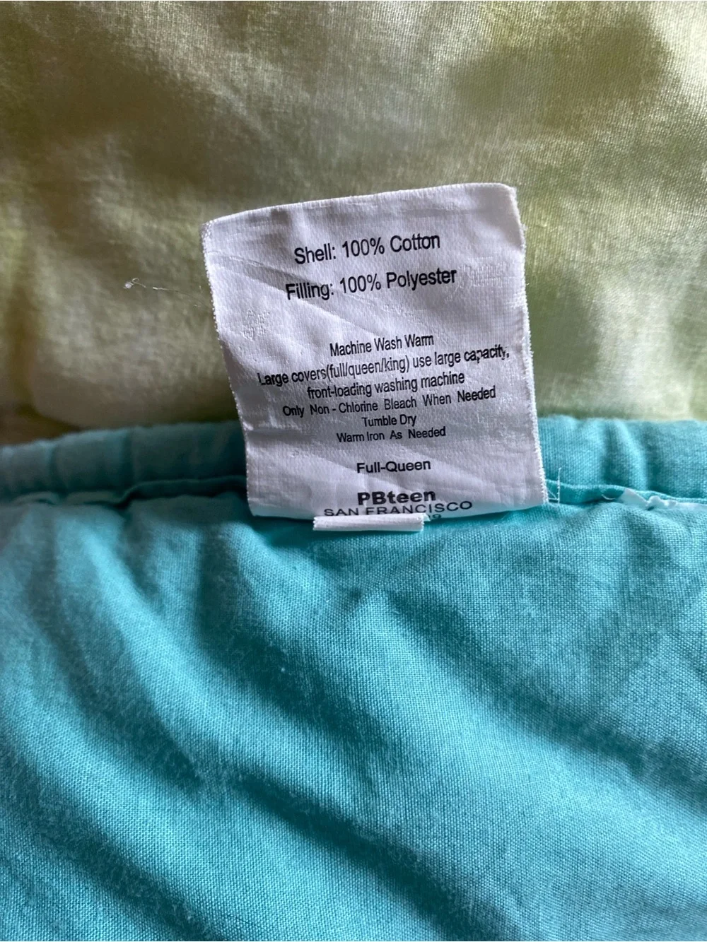 Pottery Barn Reversible comforter Aqua, Mint & Lemon